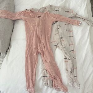 Gerber Pink and Gray Footed One Pieces